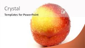  Presentation with colorful water droplets - Slide deck featuring fresh colorful nectarine covered with shiny water droplets on a white background background and a white colored foreground