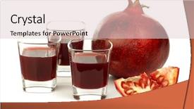  Presentation with pomegranate - PPT theme having fresh colorful pomegranate glasses of juice and a slice on a white background background and a lemonade colored foreground