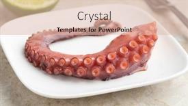  Presentation with octopus - PPT theme consisting of fresh-cooked-octopus-tentacle-close background and a lemonade colored foreground
