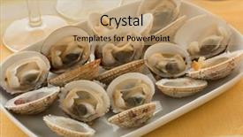  Presentation with venus - Presentation theme consisting of fresh cooked open warty venus background and a coral colored foreground