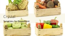  Presentation with cooking - Beautiful theme featuring fresh-cooking-vegetables backdrop and a blonde colored foreground