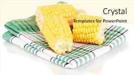  Presentation with fresh water splash green apple isolated white - PPT layouts enhanced with fresh corn pieces on napkin background and a blonde colored foreground