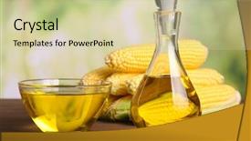  Presentation with corn - Slide deck consisting of fresh corn with bottle of oil on bright background background and a soft green colored foreground