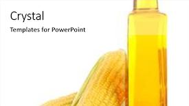  Presentation with corn - Slides consisting of fresh corn with bottle of oil isolated on white background and a white colored foreground