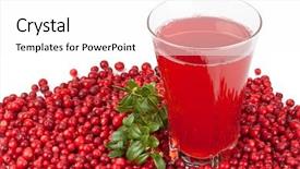 Presentation with cranberry juice - Slides having fresh cowberry and berry juice background and a white colored foreground