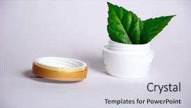  Presentation with face scrub cream - Audience pleasing presentation theme consisting of fresh cream facial on vegetable backdrop and a  colored foreground