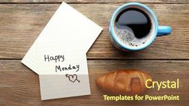  Presentation with top view of appetizing fresh - Presentation theme with fresh croissant and happy monday background and a  colored foreground