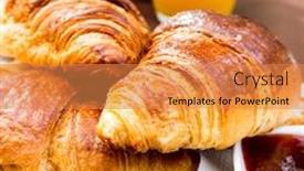  Presentation with croissant - Cool new slide deck with pretty young woman picking apricots lit by warm summer evening light shallow dof color toned image backdrop and a gold colored foreground