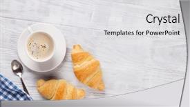  Presentation with croissant - Audience pleasing theme consisting of fresh croissants and coffee backdrop and a light gray colored foreground