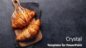  Presentation with breakfast - Colorful presentation theme enhanced with fresh-croissants-for-breakfast-top backdrop and a dark gray colored foreground