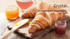  Presentation with croissant - Amazing PPT theme having fresh croissants with jam backdrop and a lemonade colored foreground