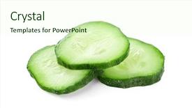  Presentation with background - Cool new presentation with fresh cucumber slices on white backdrop and a soft green colored foreground