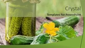  Presentation with cucumbers - Slides featuring fresh-cucumbers-and-glass-bottle background and a mint green colored foreground