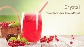  Presentation with currant - Presentation design with fresh currant drink on wood background and a cream colored foreground