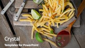  Presentation with lime - Amazing PPT layouts having fresh cut - french fried potatoes in metal backdrop and a violet colored foreground
