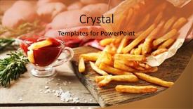  Presentation with french fries - Cool new theme with fresh cut - tasty french fries on cutting backdrop and a coral colored foreground