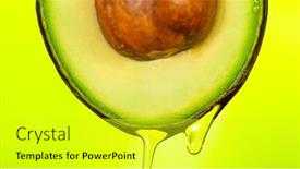  Presentation with fresh avocado - Slide deck consisting of fresh-cut-avocado-with-oil background and a yellow colored foreground