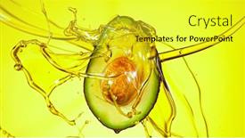  Presentation with fresh avocado - Theme having fresh-cut-avocado-with-oil background and a yellow colored foreground