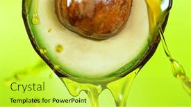  Presentation with stream - PPT theme with fresh-cut-avocado-with-oil background and a yellow colored foreground