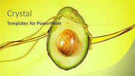  Presentation with fresh avocado - Slide set featuring fresh-cut-avocado-with-oil background and a yellow colored foreground