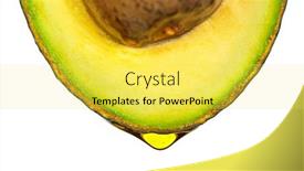  Presentation with fresh avocado - Cool new slide deck with fresh-cut-avocado-with-oil backdrop and a yellow colored foreground