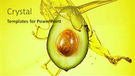  Presentation with fresh avocado - Theme featuring fresh-cut-avocado-with-oil background and a yellow colored foreground
