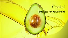  Presentation with fresh avocado - Colorful presentation design enhanced with fresh-cut-avocado-with-oil backdrop and a yellow colored foreground