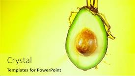 Presentation with fresh avocado - Amazing PPT layouts having fresh-cut-avocado-with-oil backdrop and a blonde colored foreground