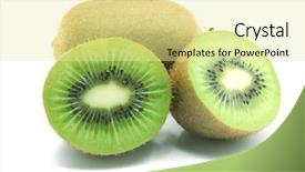  Presentation with kiwi fruit - Theme featuring fresh cut of kiwi fruit background and a blonde colored foreground
