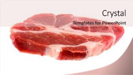  Presentation with fresh meat - Presentation theme consisting of fresh cut of pork raw shoulder buston butt steak meat isolated on a white background background and a lemonade colored foreground