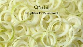 Presentation with onion - Cool new PPT theme with fresh-cut-raw-brown-onion backdrop and a soft green colored foreground