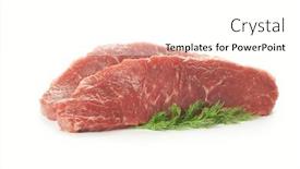  Presentation with fresh meat - Audience pleasing presentation consisting of fresh-cuts-of-meat-isolated backdrop and a white colored foreground