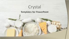  Presentation with dairy - Slide set featuring fresh dairy products and eggs on wooden background background and a white colored foreground