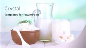  Presentation with natural products - Cool new PPT theme with fresh dairy products on wooden table on natural background backdrop and a cool aqua colored foreground