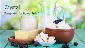  Presentation with dairy products - Presentation theme featuring fresh dairy products with blueberry background and a soft green colored foreground