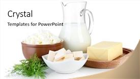  Presentation with dairy products - Presentation theme enhanced with fresh dairy products with greens background and a white colored foreground