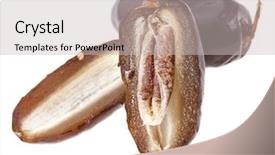  Presentation with fresh ginger root on white - PPT theme with fresh dates isolated on white background and a soft green colored foreground