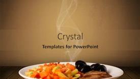  Presentation with steam - Colorful presentation enhanced with fresh delicious home cooked food with steam on wood deck backdrop and a coral colored foreground