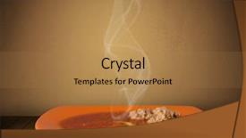  Presentation with steam - Slides consisting of fresh delicious home cooked soup with steam on wood deck background and a coral colored foreground