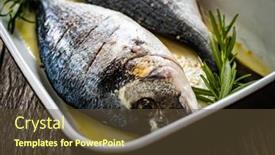  Presentation with lemongrass herb plant fresh leaves - Presentation theme with fresh-dorada-and-herbs background and a tawny brown colored foreground