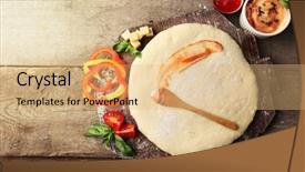  Presentation with dough - Amazing slides having fresh dough prepared for pizza backdrop and a coral colored foreground