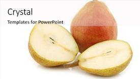  Presentation with pear - Presentation consisting of fresh doyenne de comice pear background and a  colored foreground