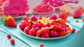  Presentation with fresh start - Audience pleasing theme consisting of fresh-dragon-fruit-salad backdrop and a red colored foreground