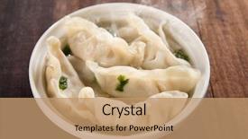  Presentation with vintage food - Amazing PPT layouts having fresh dumplings soup on plate backdrop and a coral colored foreground