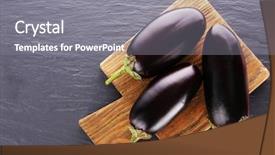  Presentation with eggplant - Presentation theme enhanced with fresh eggplant on wooden table background and a gray colored foreground
