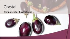  Presentation with eggplant - PPT theme with fresh eggplant with basket background and a light gray colored foreground