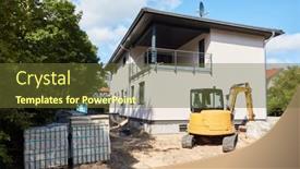  Presentation with horticulture - Presentation consisting of fresh-facade-of-house-building background and a tawny brown colored foreground