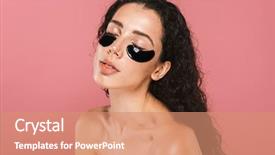  Presentation with beauty cosmetic - Audience pleasing theme consisting of fresh face wearing cosmetic patch backdrop and a coral colored foreground