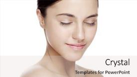  Presentation with abstract natural fresh green - Colorful presentation enhanced with fresh face with natural makeup backdrop and a lemonade colored foreground