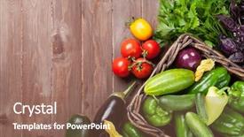  Presentation with herbs - Slide deck enhanced with natural food colours - fresh farmers garden vegetables background and a violet colored foreground